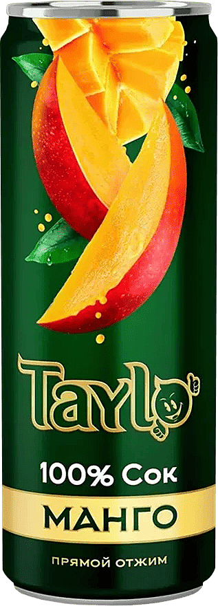 Сок «Taylo» Манго, 100% прямого отжима, 250 мл, ж/б