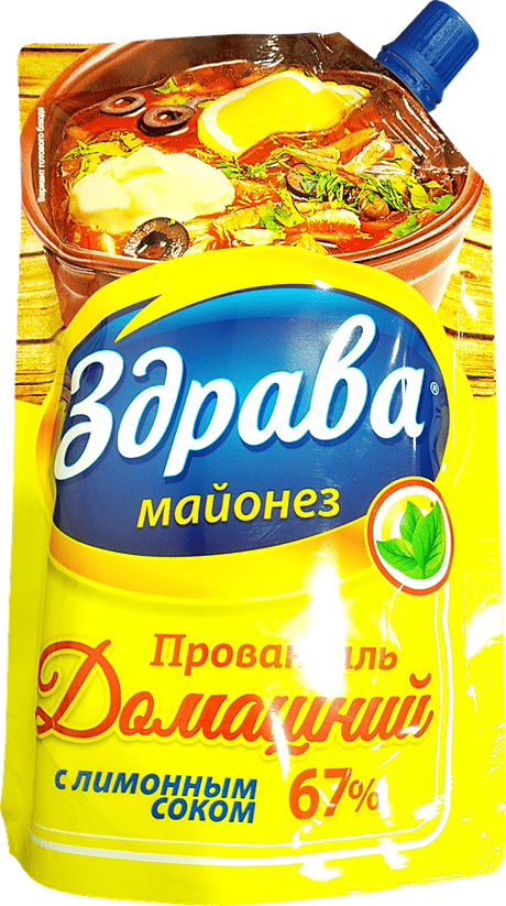 Майонез «Здрава» «Домашний» 67% с лимонным соком, 400г