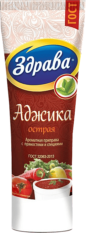 Кетчуп «Здрава» «Аджика острая», первая категория, туба, 100 г